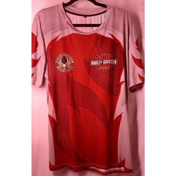 Men's Harley-Davidson Gray Burgundy Logo Tee Size XL 2 Sided Print Moto Biker - Picture 3 of 6